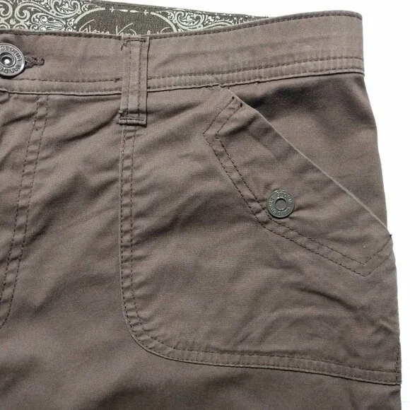 Gloria Vanderbilt Women's Brown Cargo Capri Drawstring Tie Cuff Size 14 - Picture 3 of 9